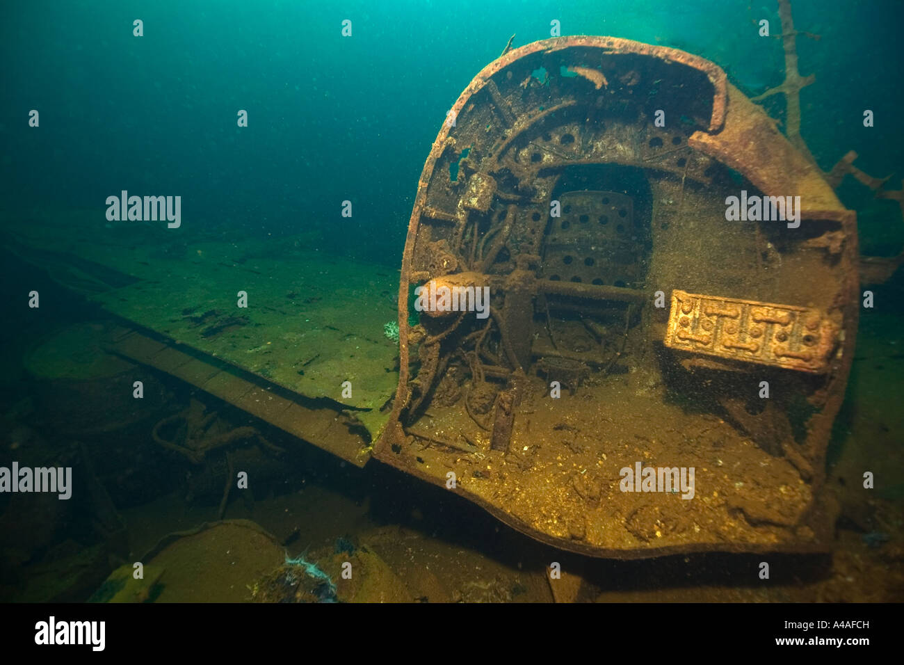 Rumpf der Nullebene Kämpfer in den wichtigsten Halt der Fujikawa Maru Truk Lagune Chuuk Stockfoto