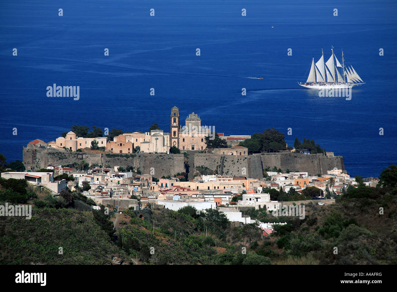 Die Zitadelle Lipari Insel Äolischen Inseln Sizilien Italien Stockfoto