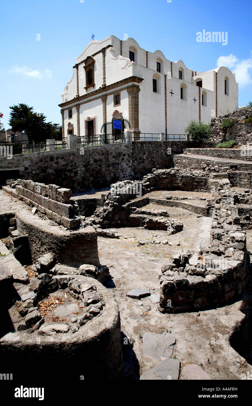 Archäologische Stätte Lipari Insel Äolischen Inseln Sizilien Italien Stockfoto