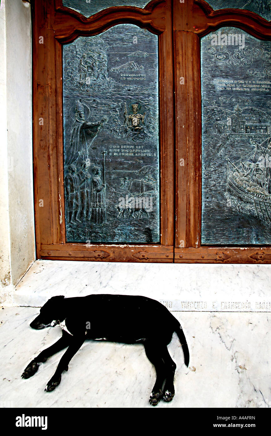 Eingang von der Chiesa Madre Lipari Insel Äolischen Inseln Sizilien Italien Stockfoto