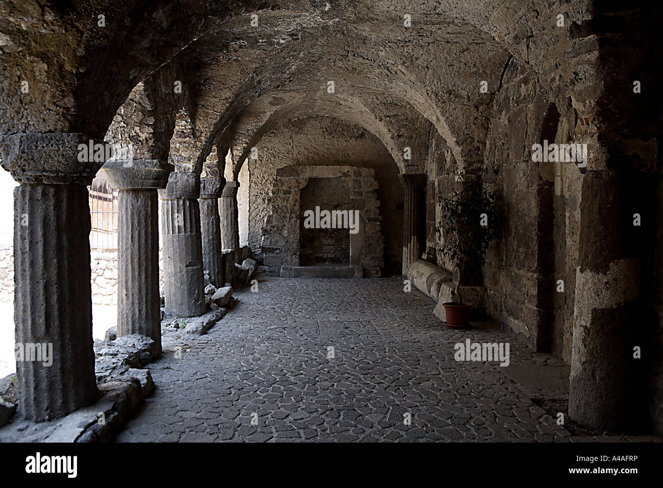 Kreuzgang Lipari Insel Äolischen Inseln Sizilien Italien Stockfoto