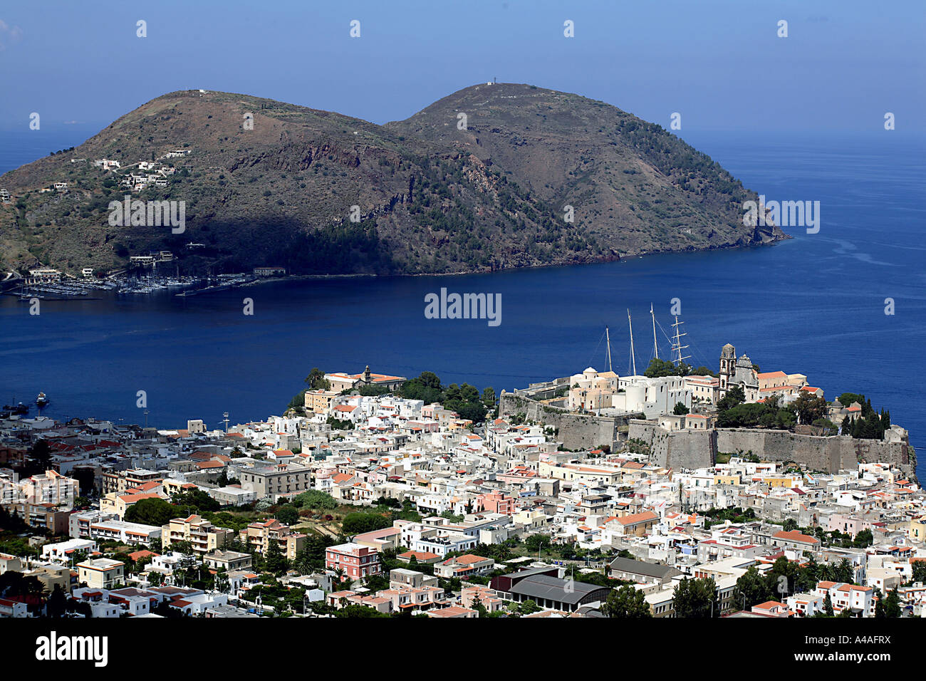 Stadtbild Pianoconte Lipari Insel Äolischen Inseln Sizilien Italien Stockfoto
