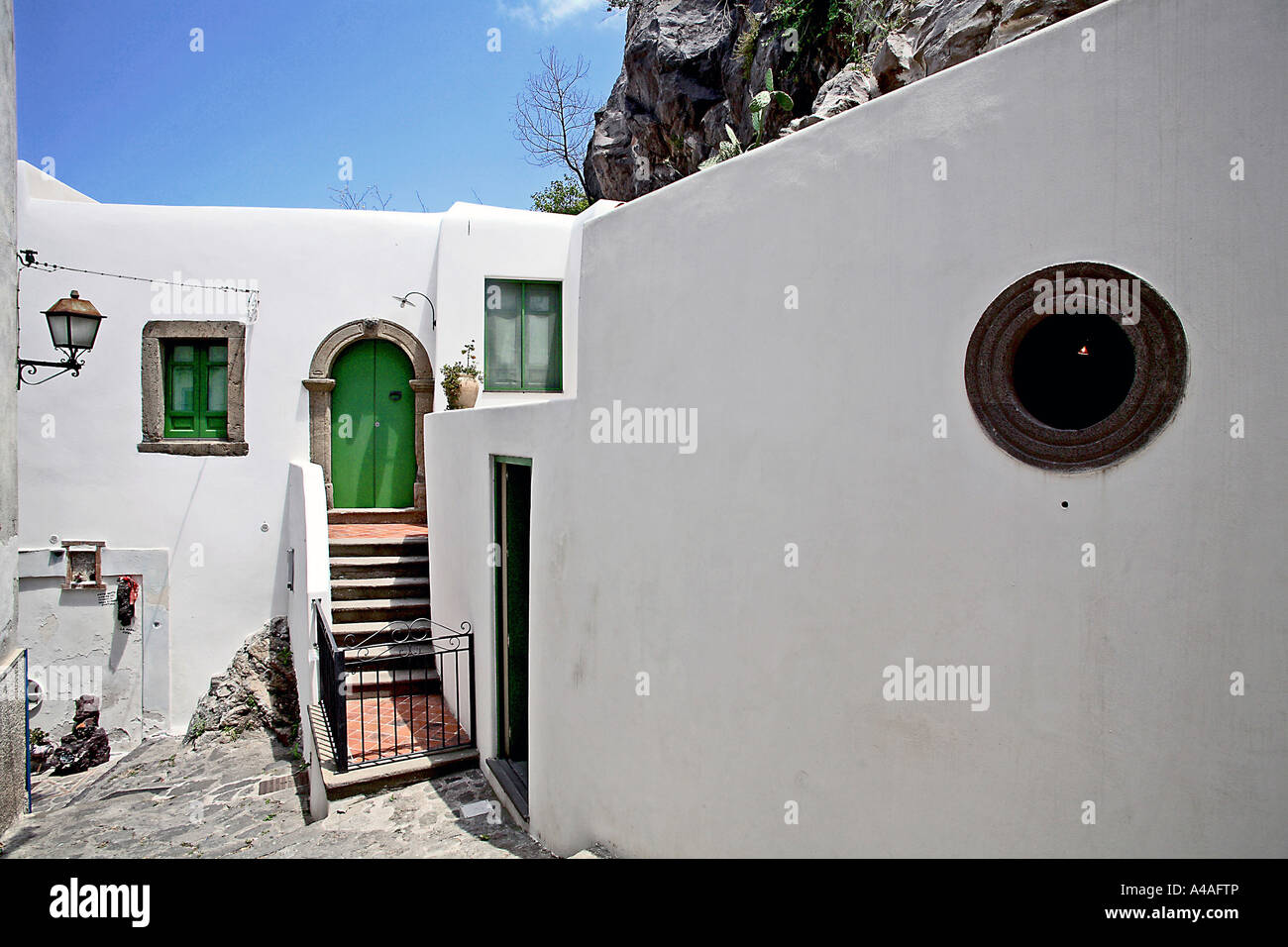 Typisches Haus Lipari Insel Äolischen Inseln Sizilien Italien Stockfoto