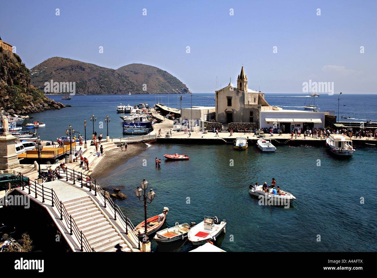 Marina Corta Lipari Insel Äolischen Inseln Sizilien Italien Stockfoto