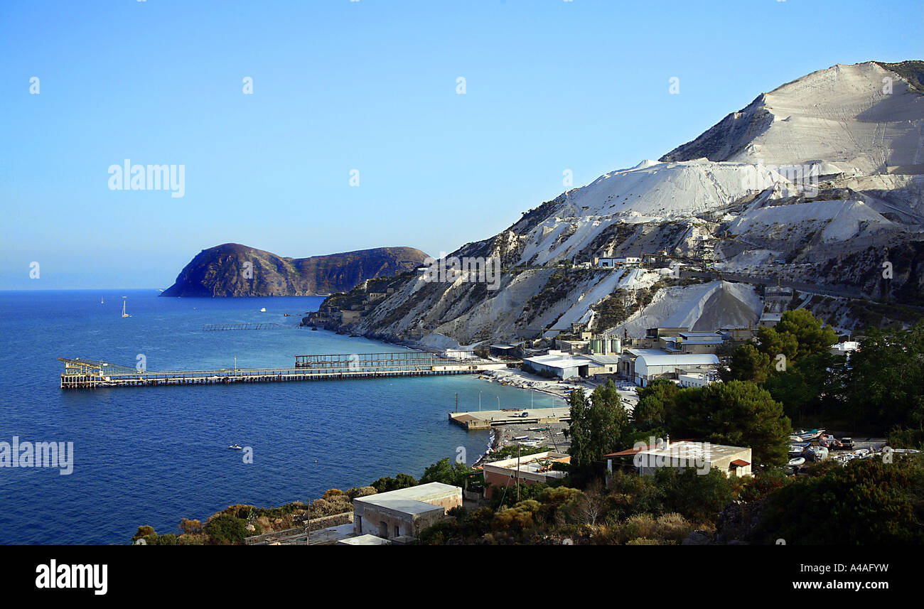 Bimsstein Steinbruch Lipari Insel Äolischen Inseln Sizilien Italien Stockfoto
