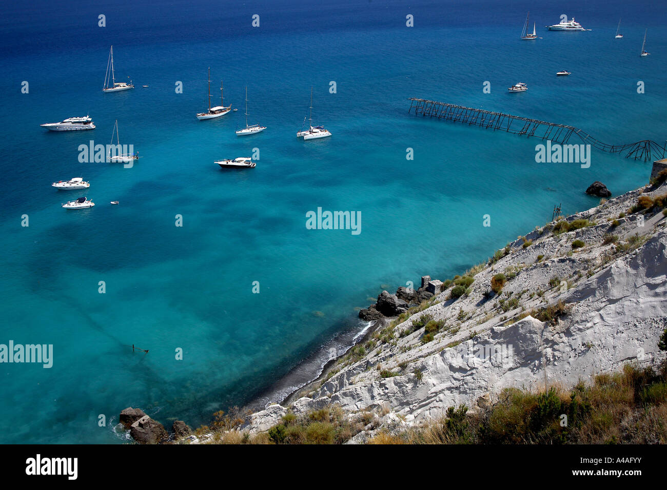 Bimsstein Steinbruch Lipari Insel Äolischen Inseln Sizilien Italien Stockfoto