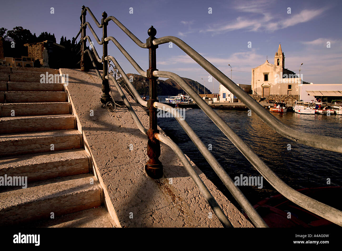 Treppen Marina Corta Lipari Insel Äolischen Inseln Sizilien Italien Stockfoto