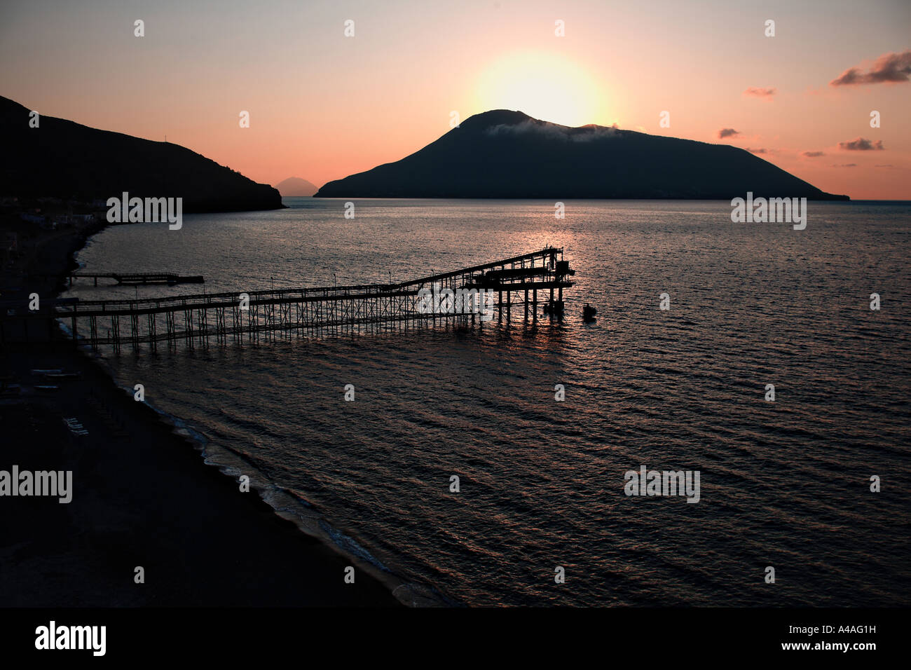 Sonnenuntergang Lipari Insel Äolischen Inseln Sizilien Italien Stockfoto