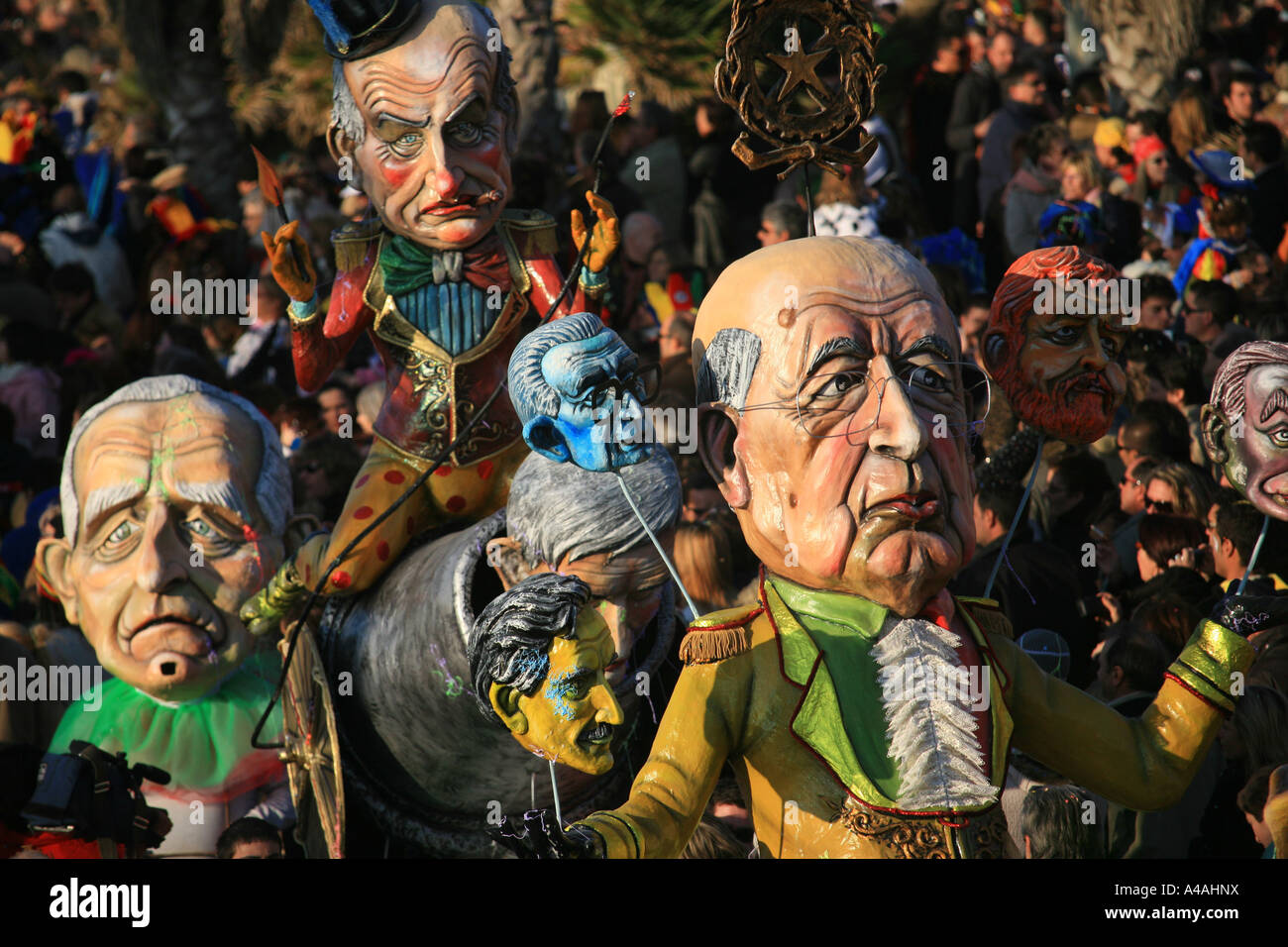 Giorgio Napolitano und Fauto Bertinotti Maske Karneval 2007 Viareggio Toskana Italien Stockfoto