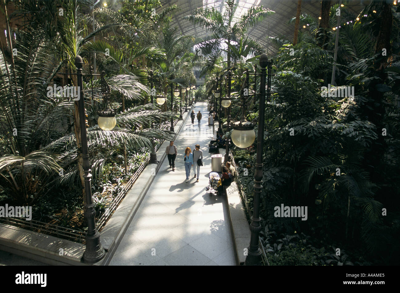 kürzlich renoviert mit Bäume Pflanzen Madrid Atocha-Bahnhof Stockfoto
