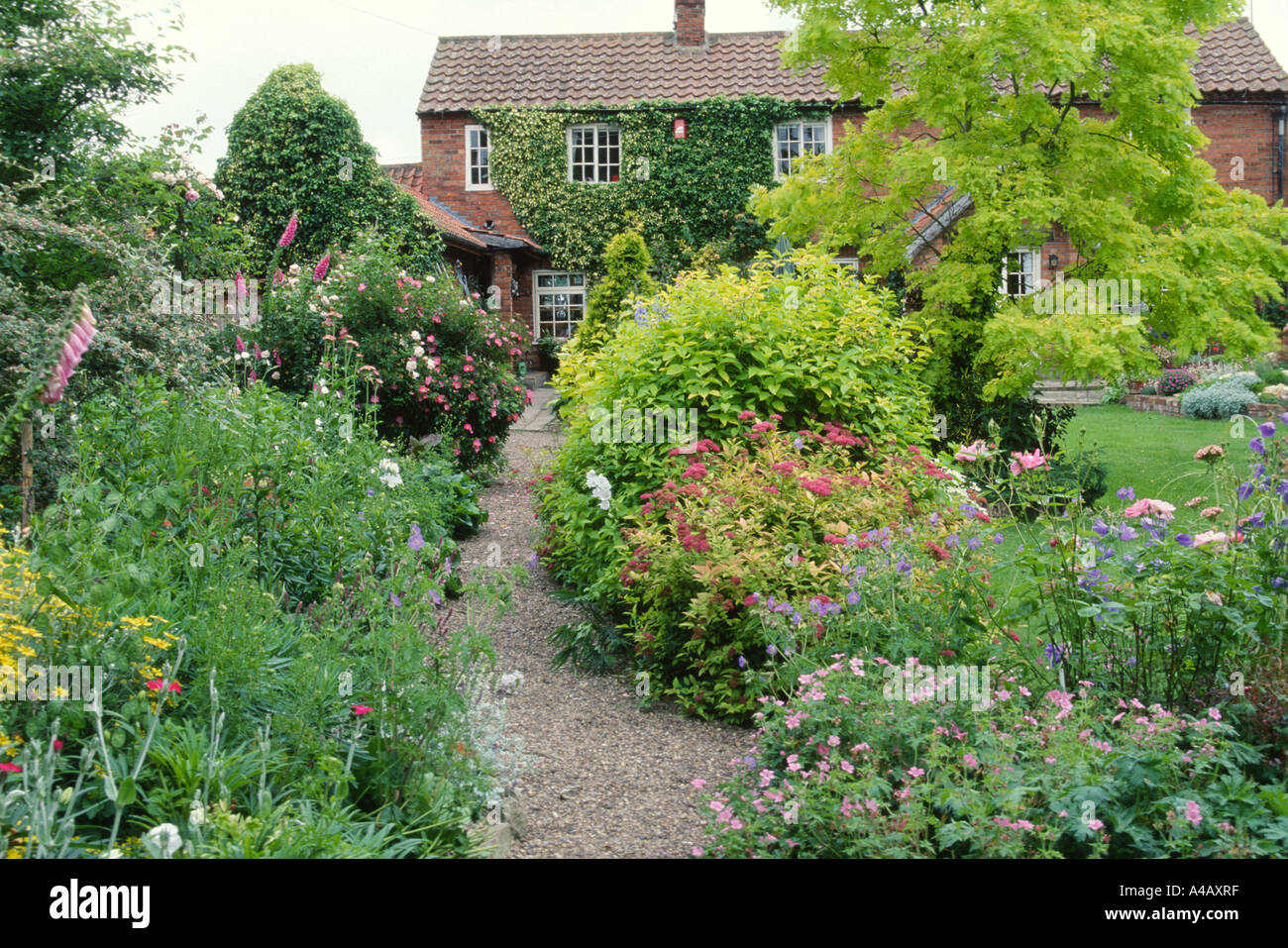 Bauerngarten mit Kiesweg Stockfotografie Alamy