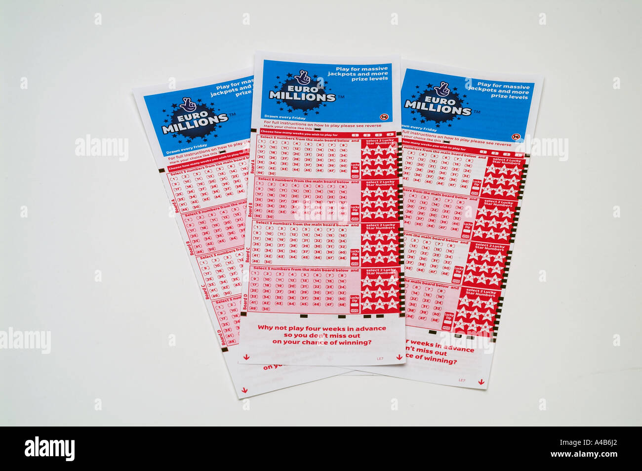 Euro Millionen nationale Lotteriespiel Karte Stockfoto