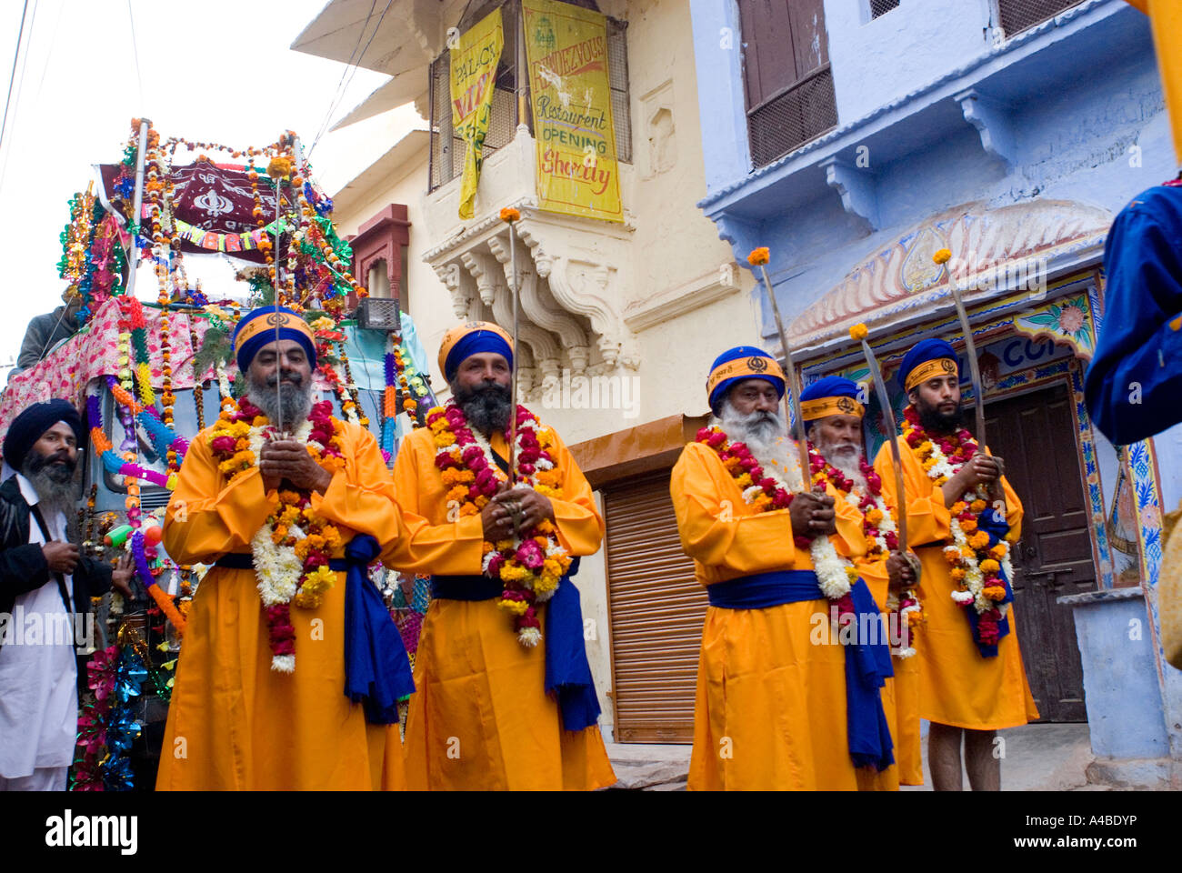 Abbildung des Gurupurab Sikh Festivals von Bhai Amar Das oder Bhai Amardas in Bundi Rajasthan Indien Stockfoto