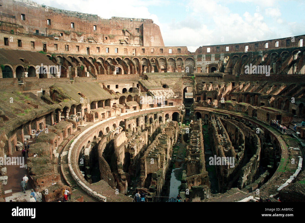 Kolosseum Rom Italien Interieur Stockfoto