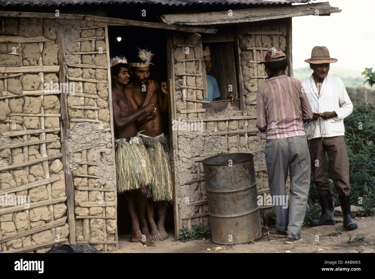 Provinz Bahia Brasilien Juli 1991: Pataxo-Indianer, von ihrem Land vertrieben, durch Viehzüchter, sind Kampagnen, um eine Pataxo-Indianer-Reservat zu etablieren. Stockfoto