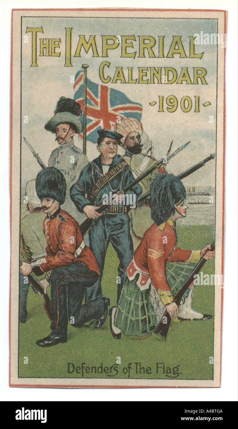 Kalender-1901 unter dem Titel-Verteidiger der Flagge Stockfoto