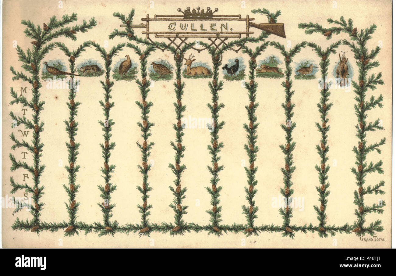 Spiel-Karteikarte ca. 1850 von Cullen, Banffshire Stockfoto