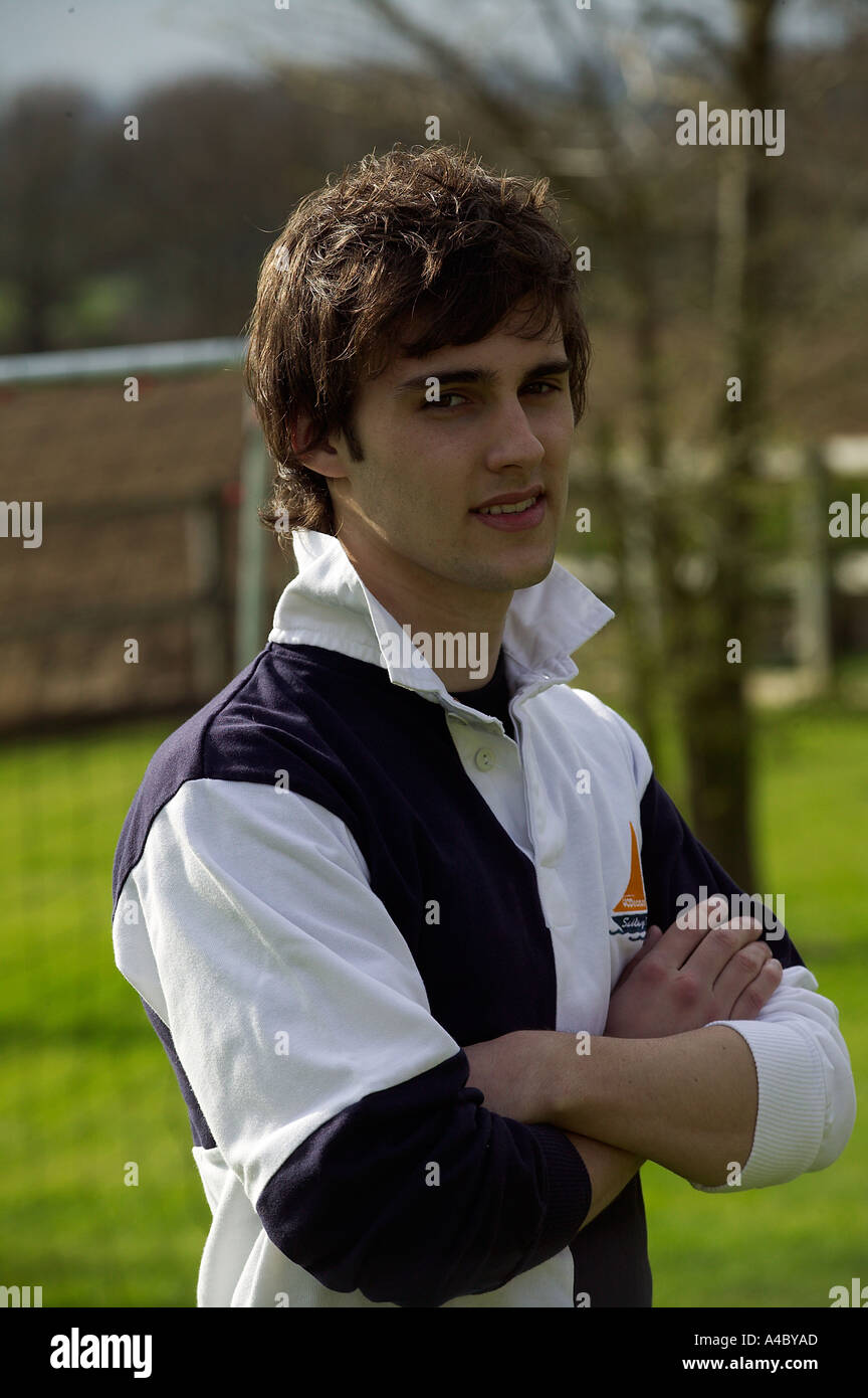 Englischer Jugendlicher in Rugby shirt Stockfoto