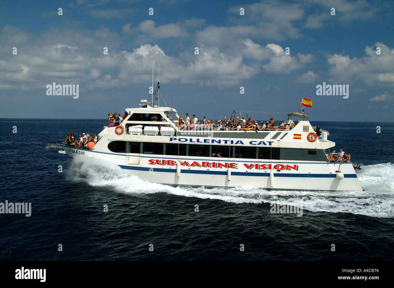 Glasboden Boot Mallorca Spanien Stockfoto