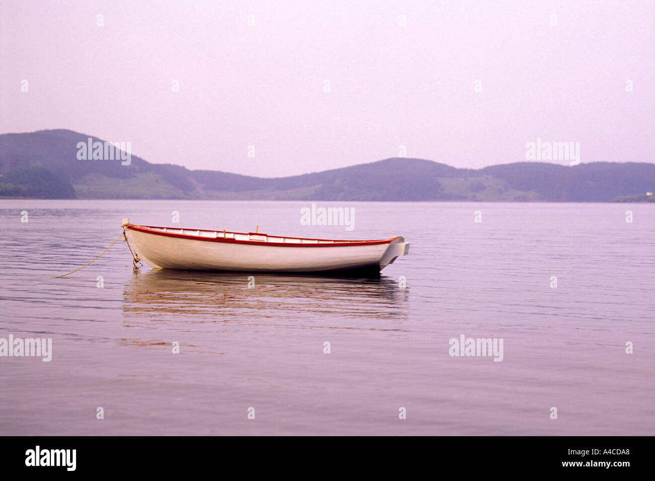 Kleines Boot vor Anker in der Nähe der Stadt der Dreifaltigkeit in Neufundland Kanada Stockfoto