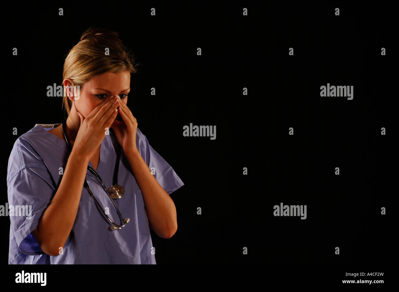 Schockiert Krankenschwester Stockfoto