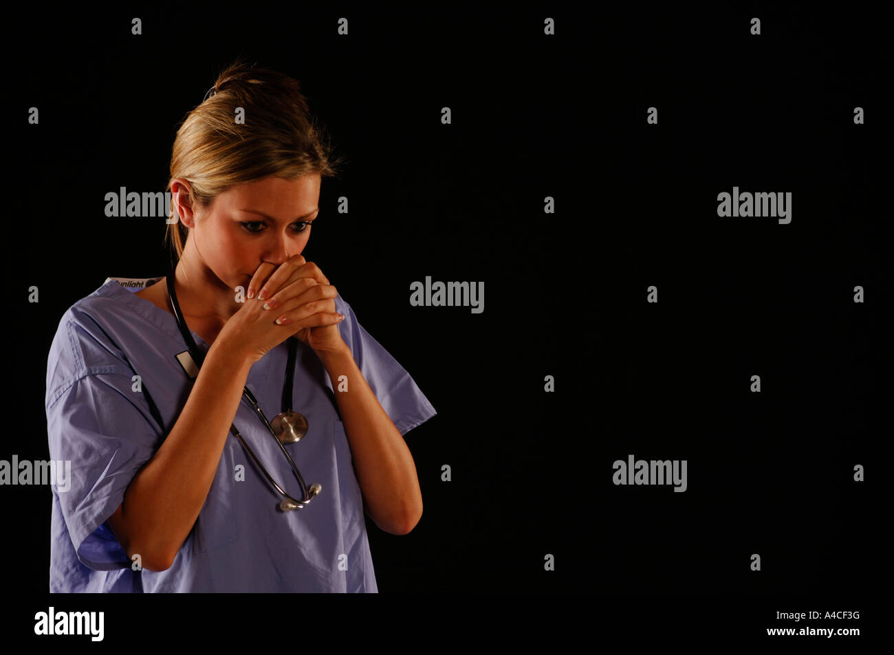 Schockiert Krankenschwester Stockfoto