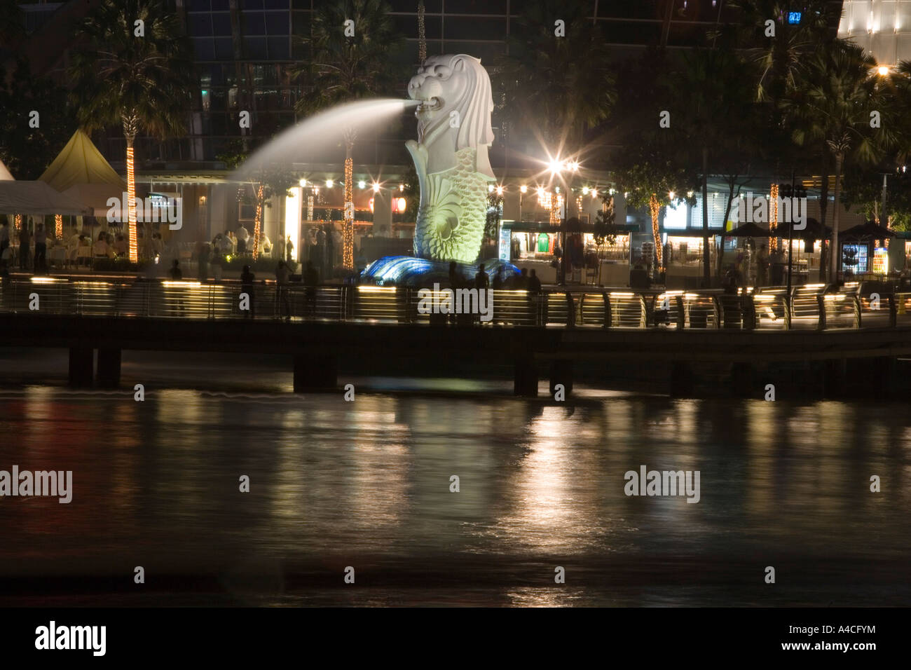 Merion Löwen bei Nacht-Singapur Stockfoto