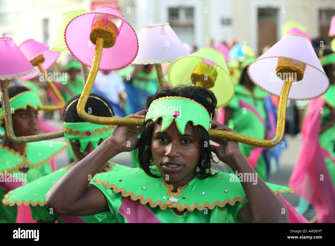 Performer auf dem Jahrmarkt in Mindelo Sao Vicente Kapverden Stockfoto