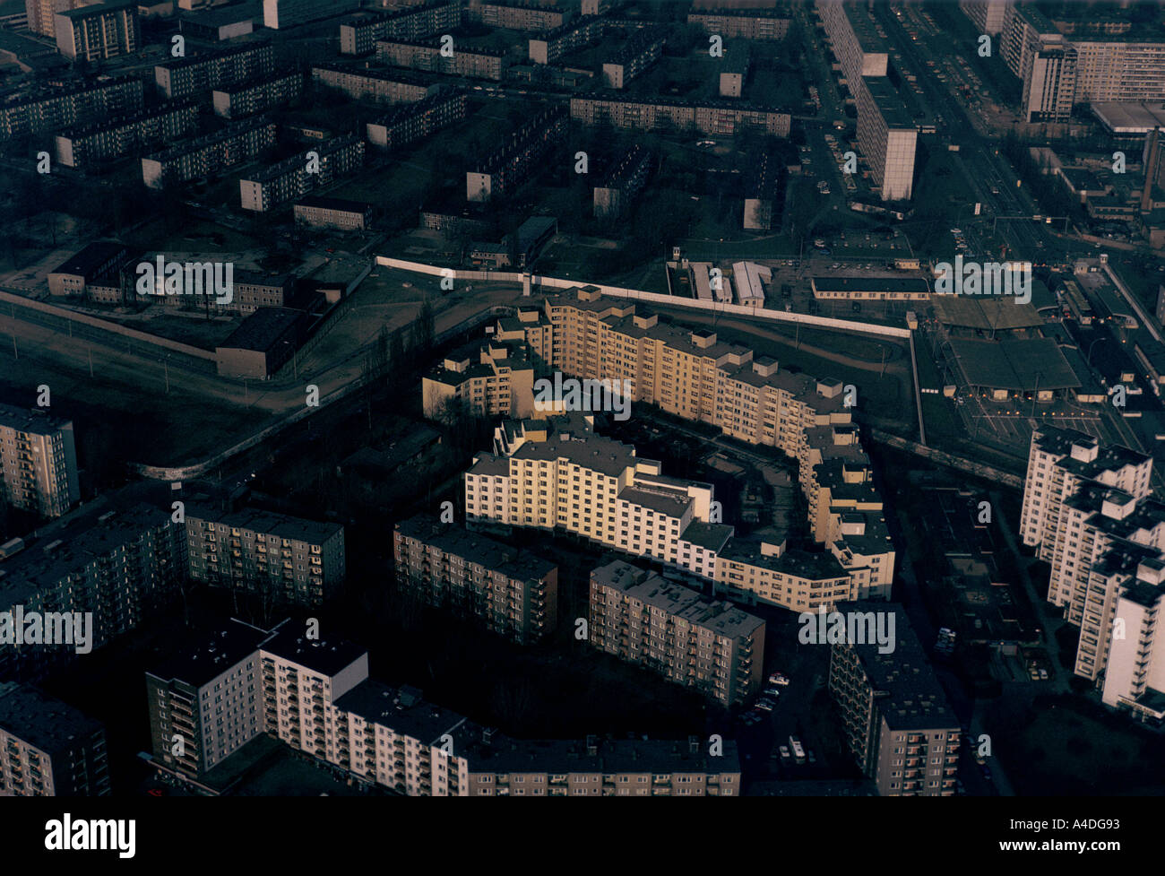 Luftaufnahme der Berliner Mauer 1989 Stockfoto
