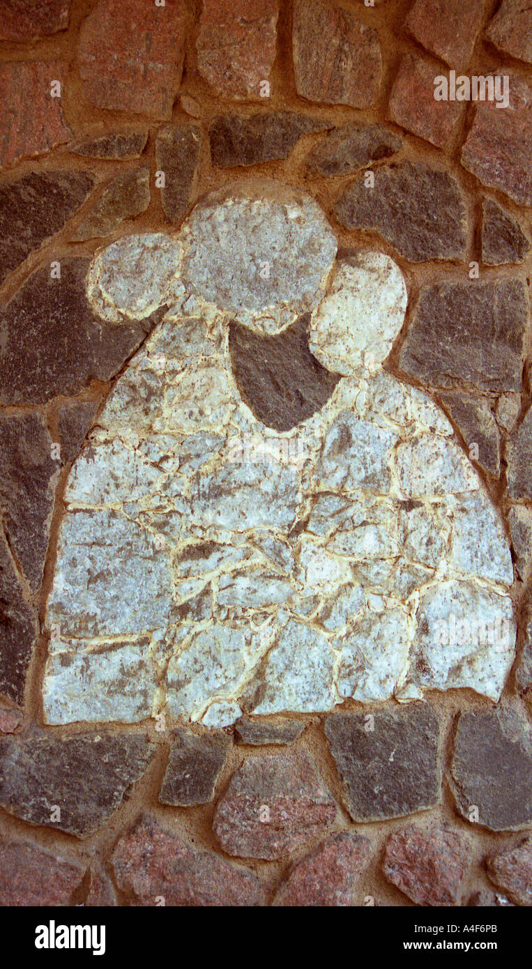 Mosaik Formen an einer Wand in Periyar, Kerala, Indien Stockfoto