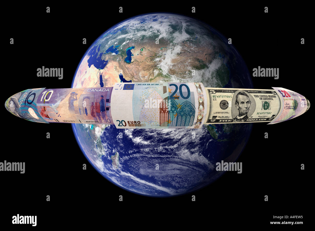 Konzept-Bild von Geld macht die Welt regiert. Stockfoto