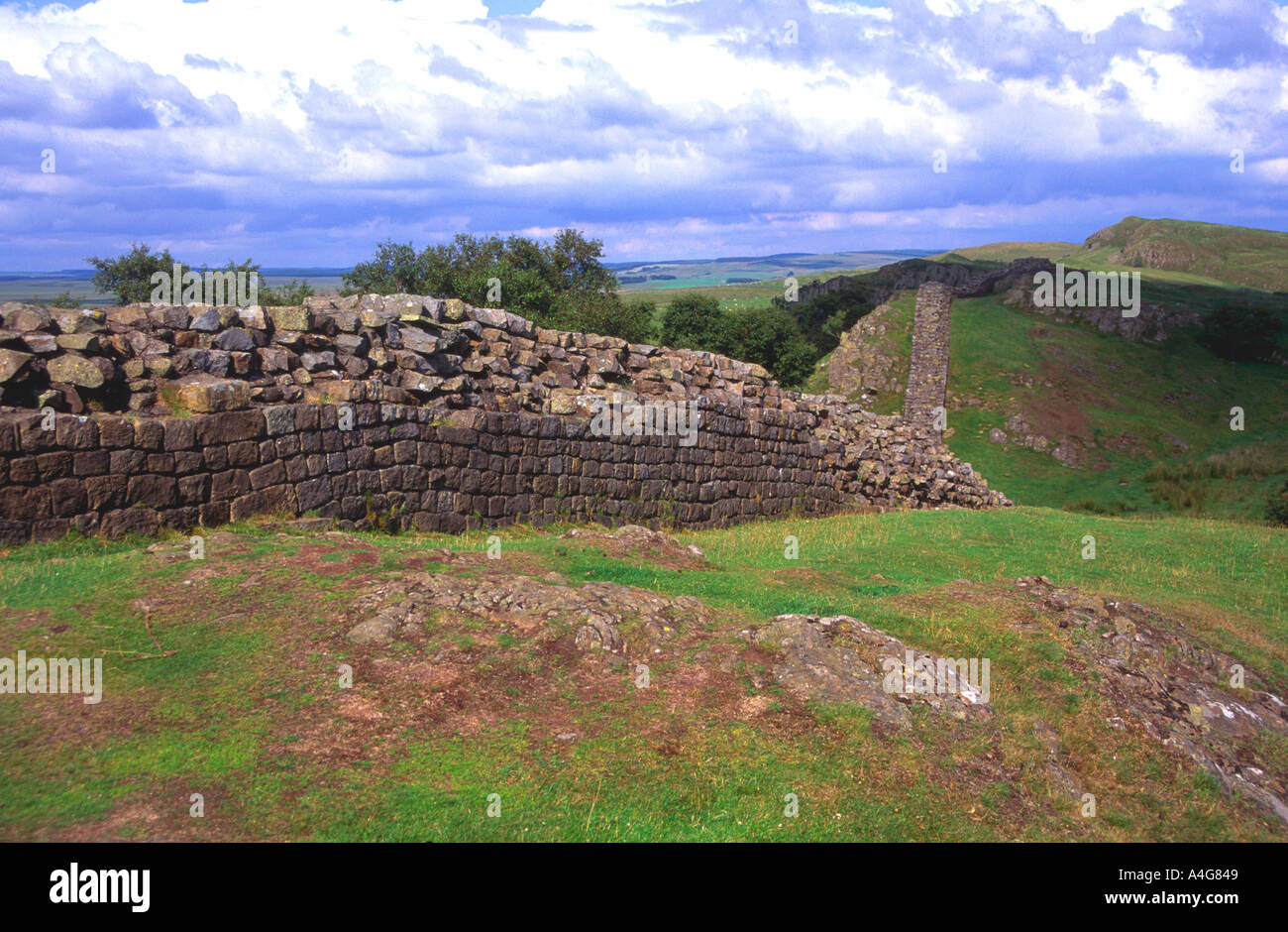 Hadrianswall s Walltown Klippen Nothumberland England Stockfoto