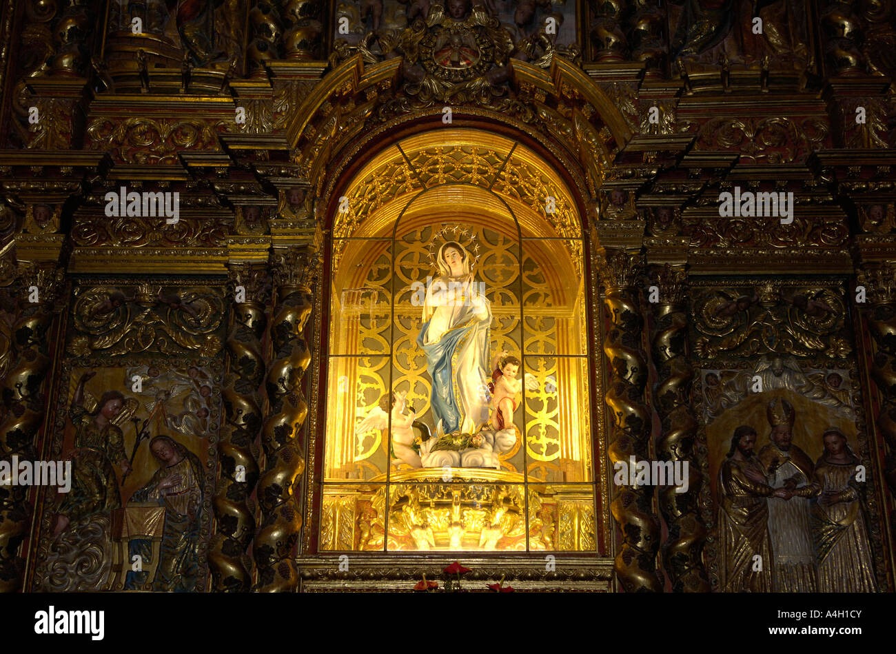 Statue der Jungfrau Maria in der Kirche Iglesia de San Agustin, La Orotava, Teneriffa, Kanarische Inseln, Spanien Stockfoto
