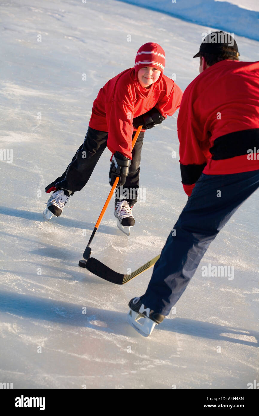 Hockey spielen Stockfoto