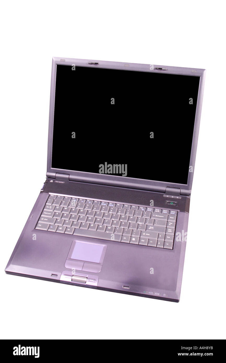 ein Laptop-Computer mit leerer Bildschirm Stockfoto