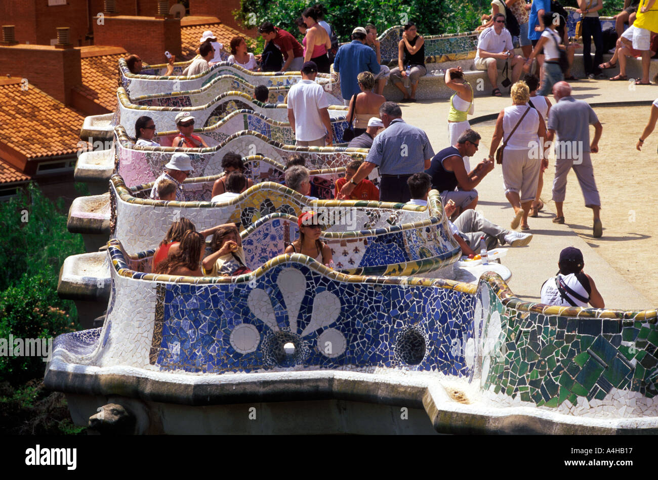 PARC GÜELL BARCELONA SPANIEN Stockfoto