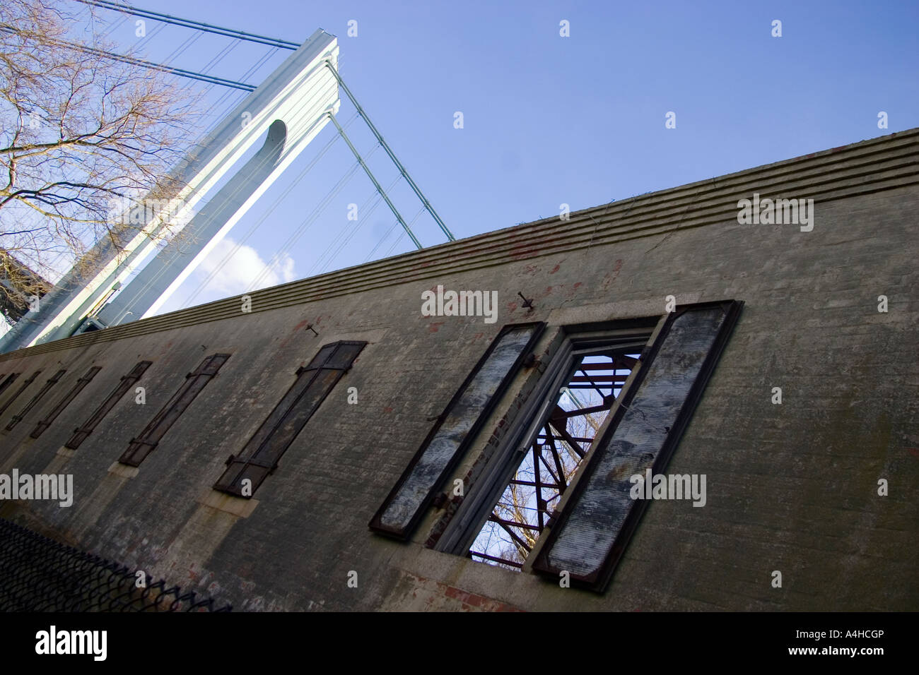 Verrazano-Narrows-Brücke genommen von Fort Wadsworth in Staten Island Stockfoto