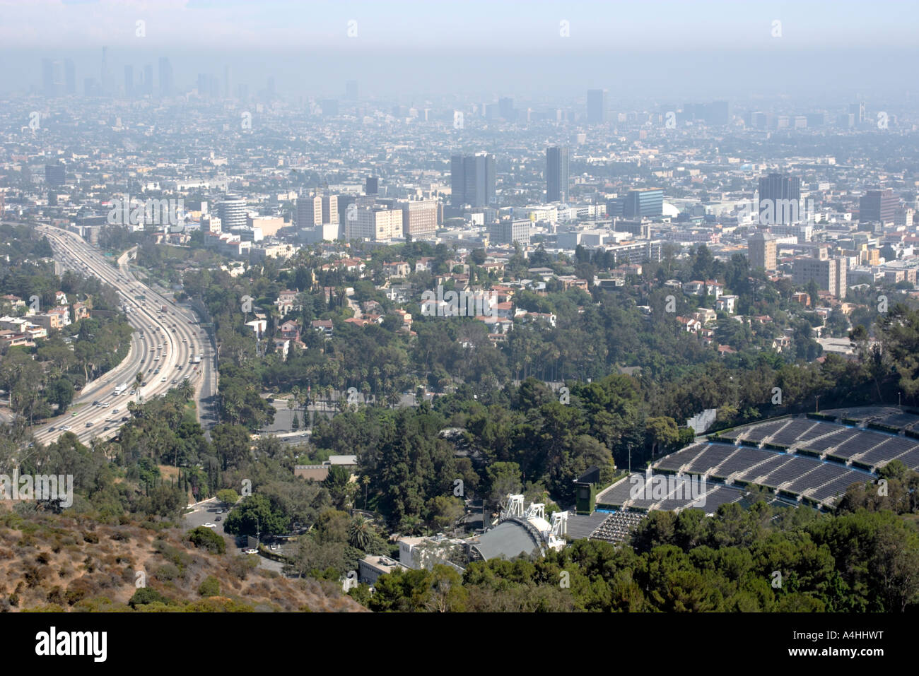 Blick auf die Stadt Los Angeles von Mulholland drive Stockfoto