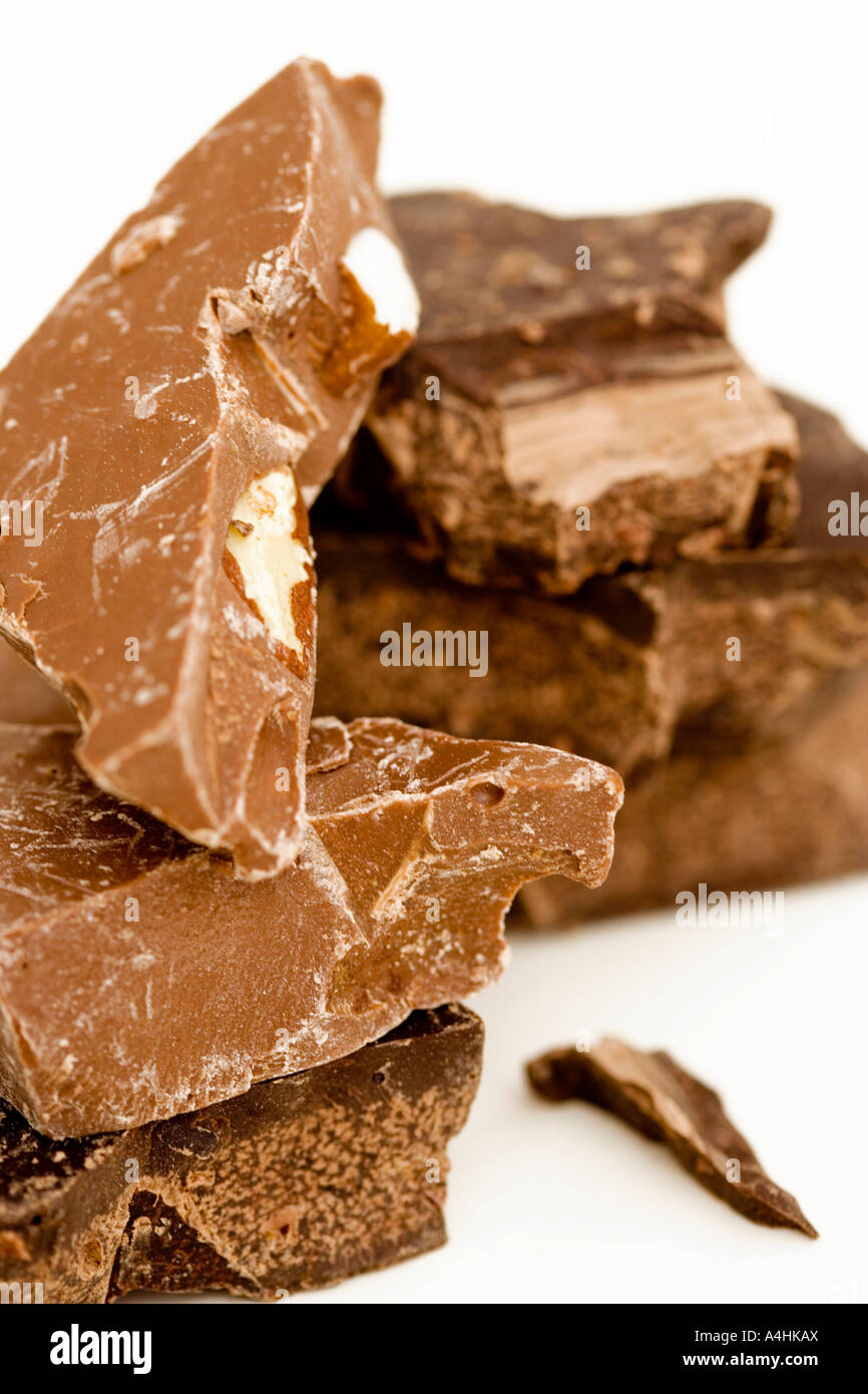 Blöcke von Milchschokolade Stockfoto