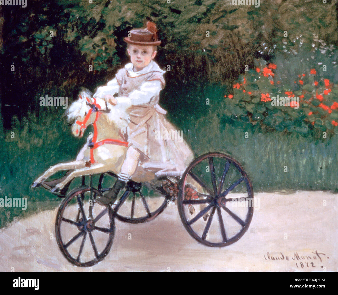 'Jean Monet, der an einem mechanischen Pferd", 1872. Künstler: Claude Monet Stockfoto