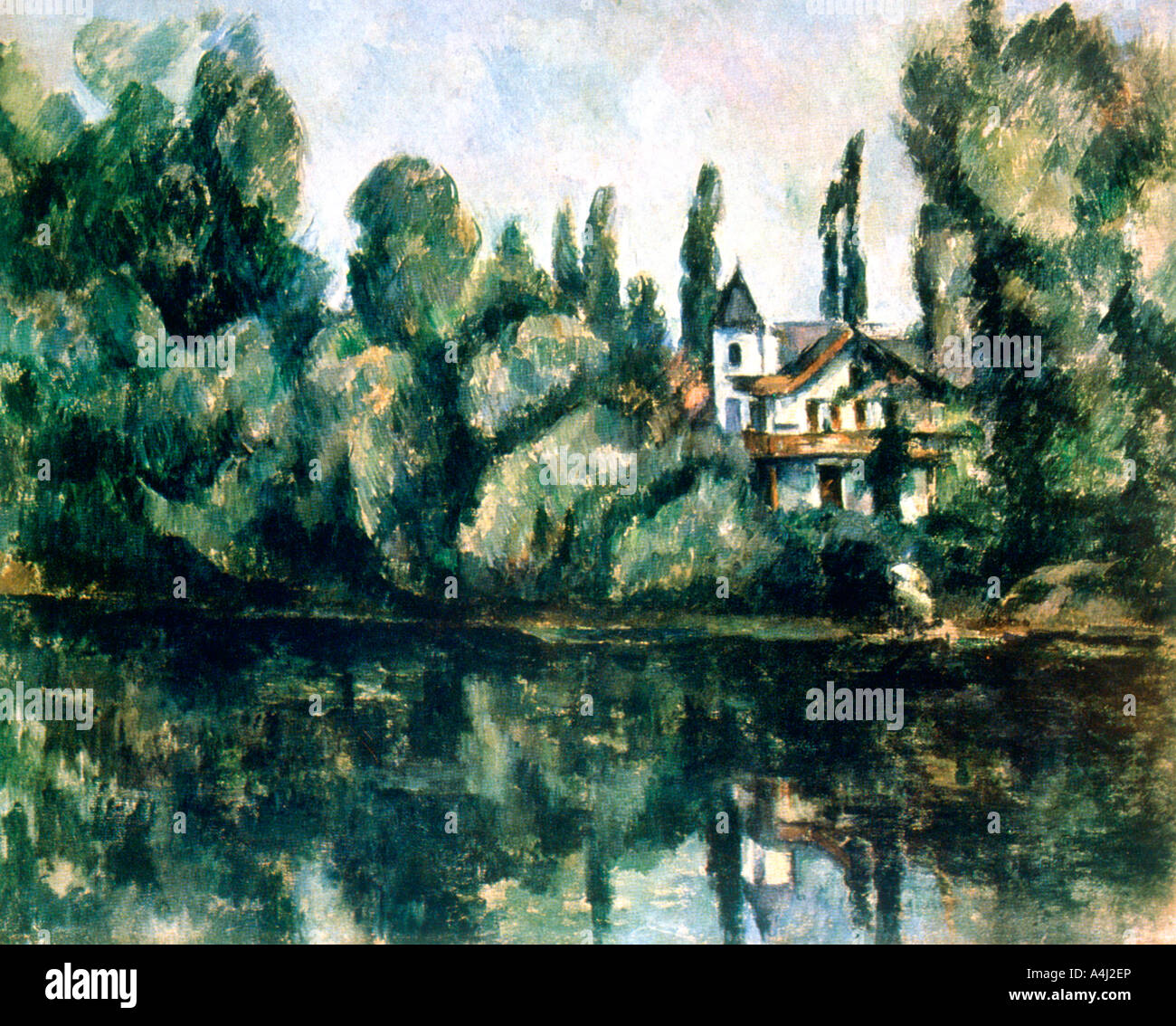 "Die Ufer der Marne, Villa am Ufer eines Flusses', c 1888. Artist: Paul Cezanne Stockfoto