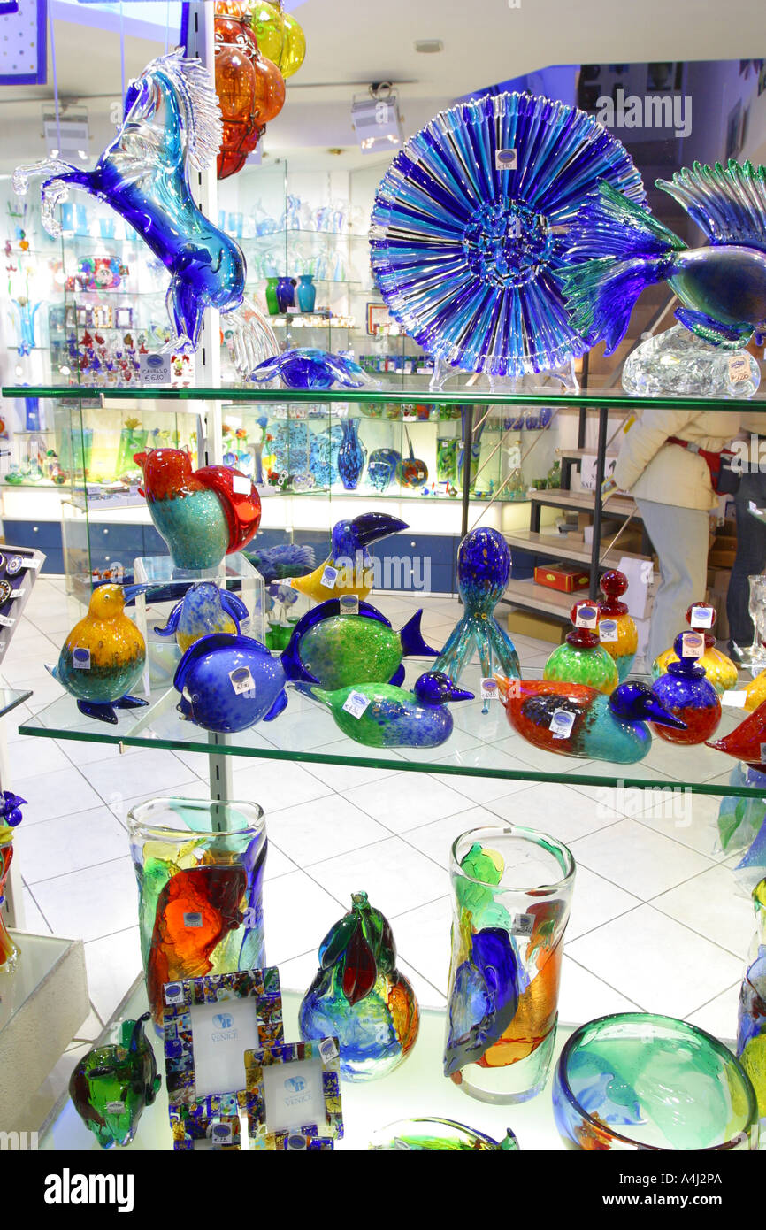 Murano Glas in Venedig Glasgeschäft Italien zu verkaufen Stockfoto