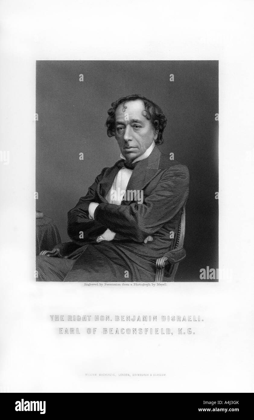 Benjamin Disraeli, 1st Earl of Beaconsfield, englischer Staatsmann und literarische Figur, (1893). Artist: Mayall Stockfoto