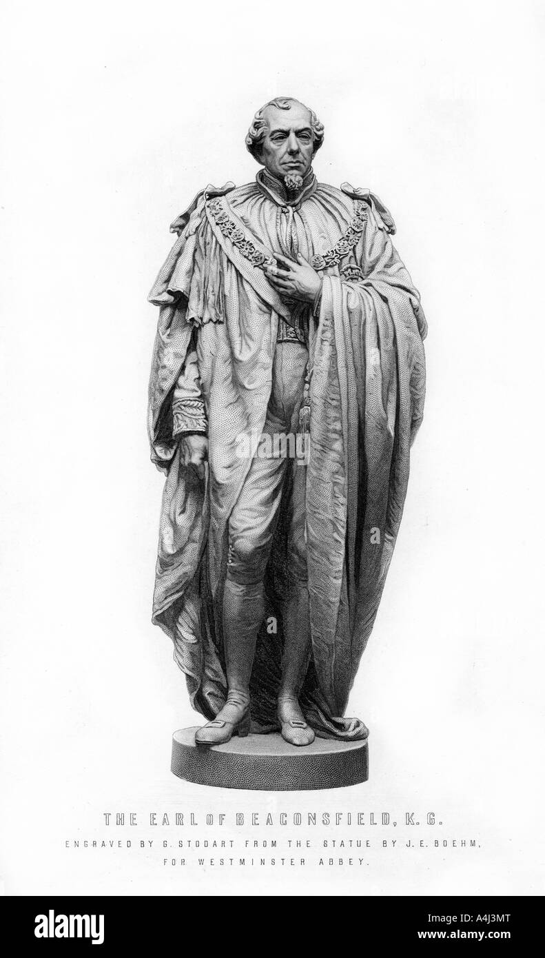 Benjamin Disraeli, 1st Earl of Beaconsfield, englischer Staatsmann und literarische Figur, 1881 Künstler: George J Stodart Stockfoto