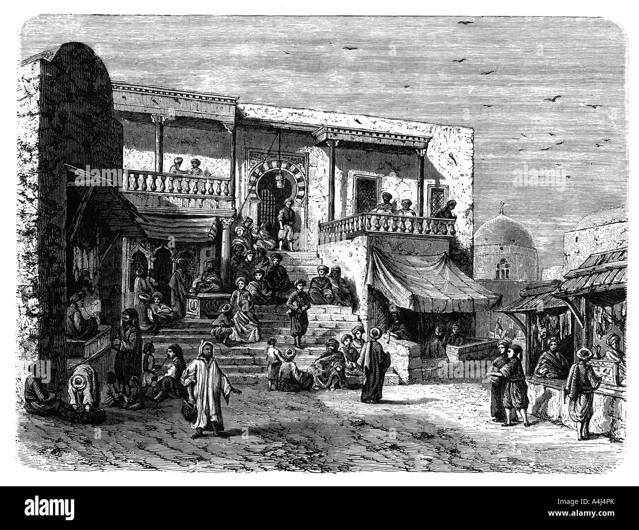 Maurischen Kaffeehaus in Sidi Bou Said, Tunis, c 1890. Artist: Unbekannt Stockfoto