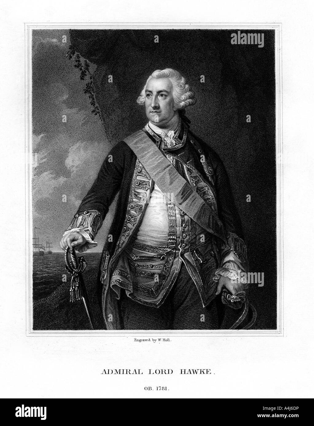 Edward Hawke, 1st Baron Hawke, britischer Admiral, (1833). Artist: W Holl Stockfoto