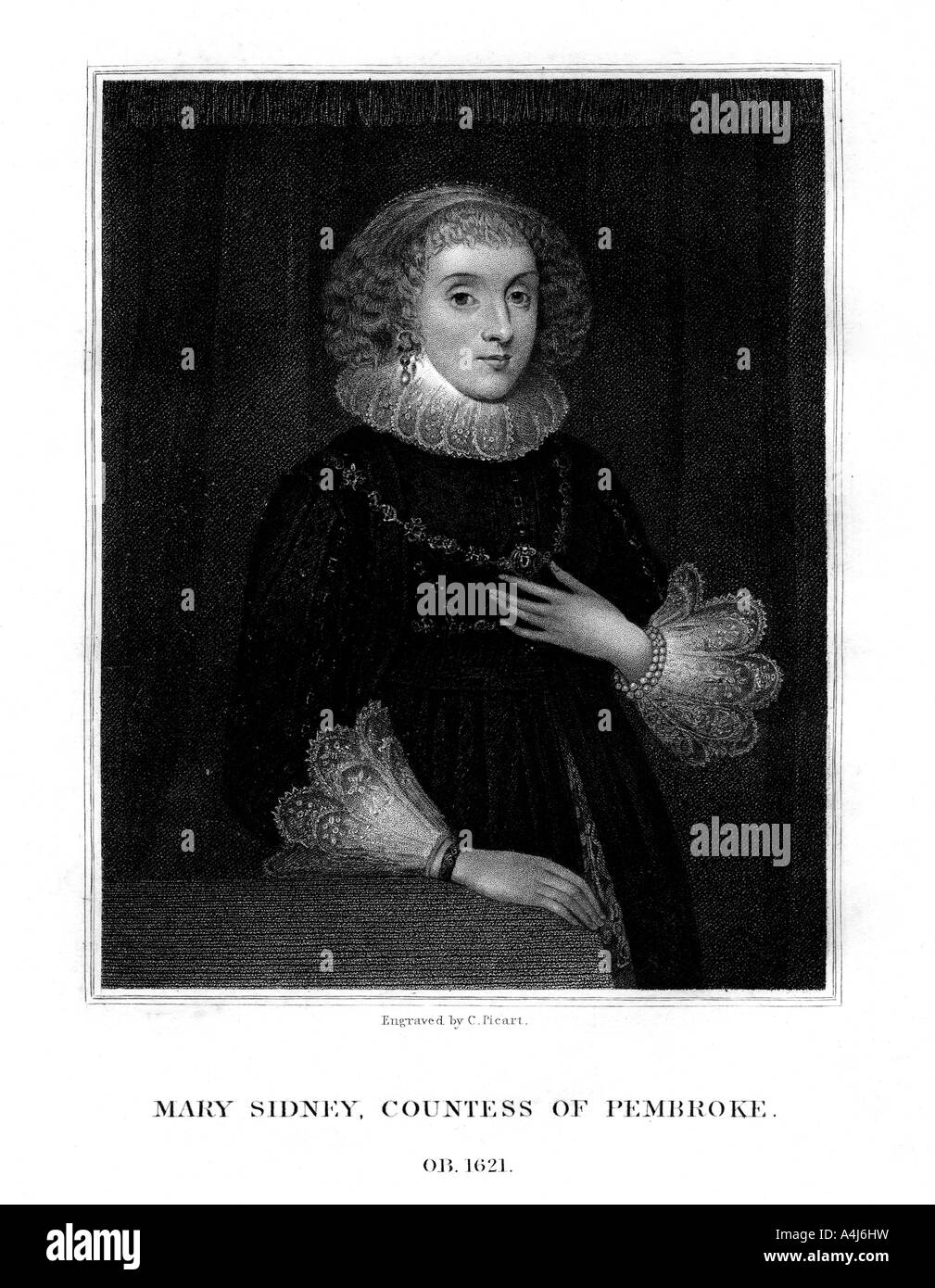 Mary Sidney Herbert, Gräfin von Pembroke, Englisch literarische Figur, (1824). Artist: C Picart Stockfoto