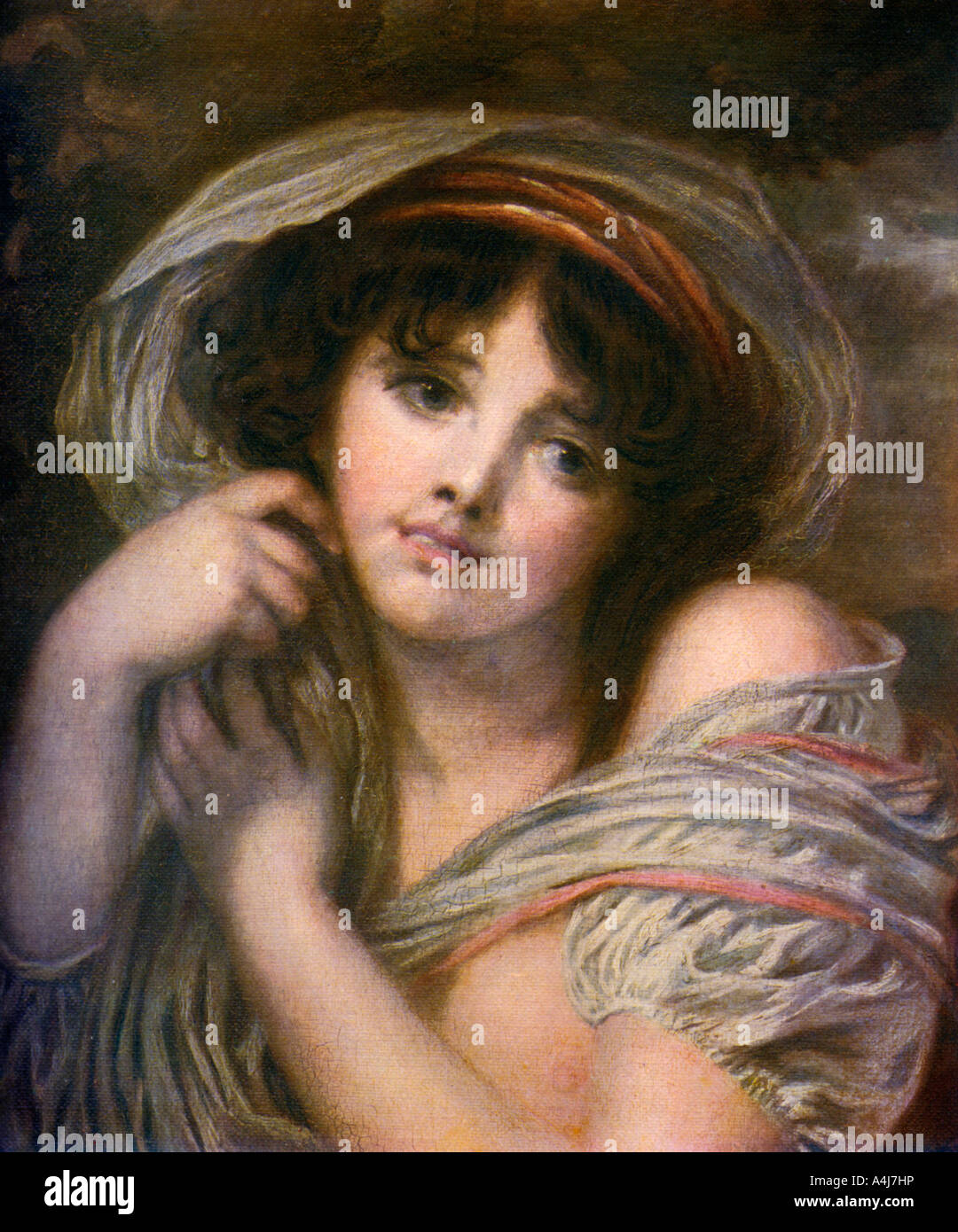 "Ein Mädchen", Ende 18. Jahrhundert, (1912). Künstler: Jean-Baptiste Greuze Stockfoto