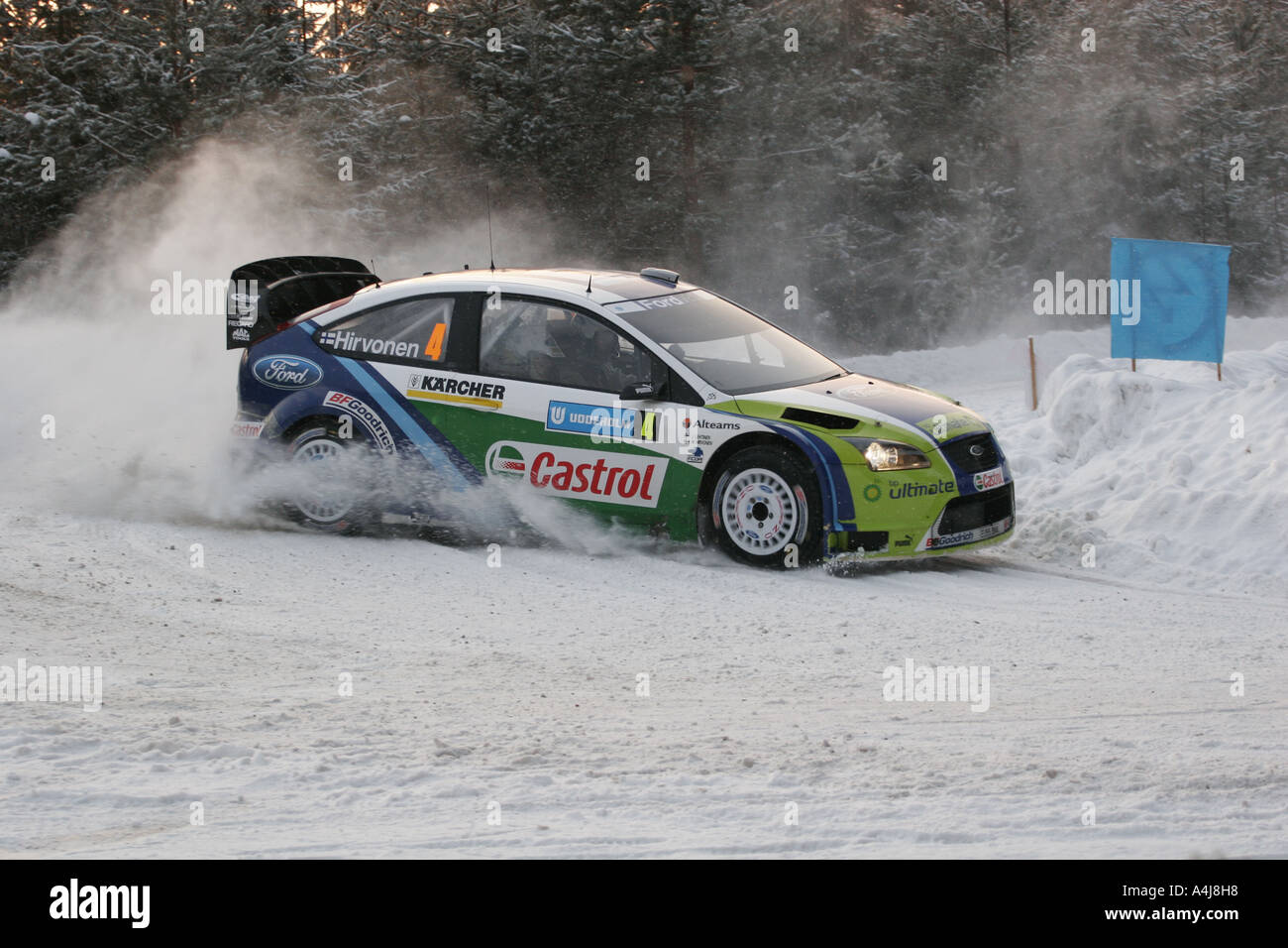 Ford Focus WRC, angetrieben von Mikko Hirvonnen während der Uddeholm Rallye Schweden 2006 Stockfoto