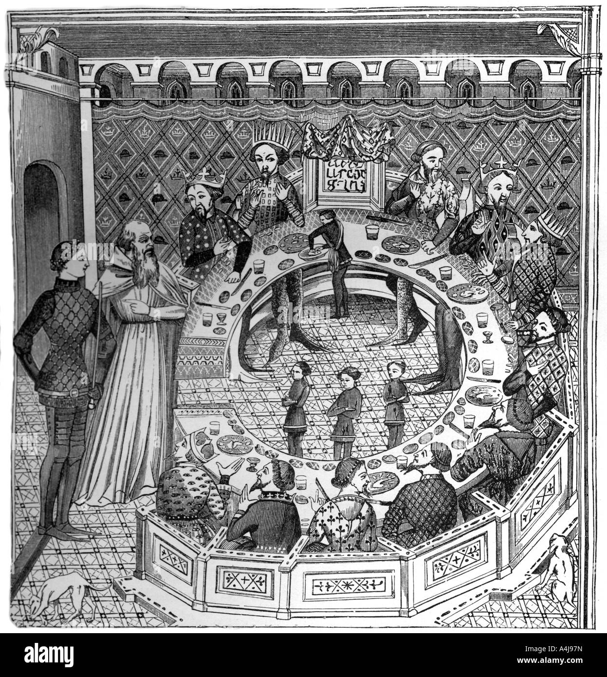 Der runde Tisch des Königs Artus der Bretagne, 14. Jahrhundert, (1870). Artist: Unbekannt Stockfoto
